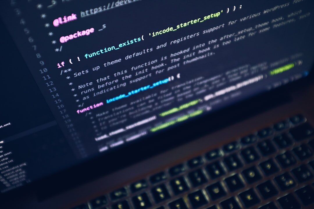 Code on computer monitor closeup